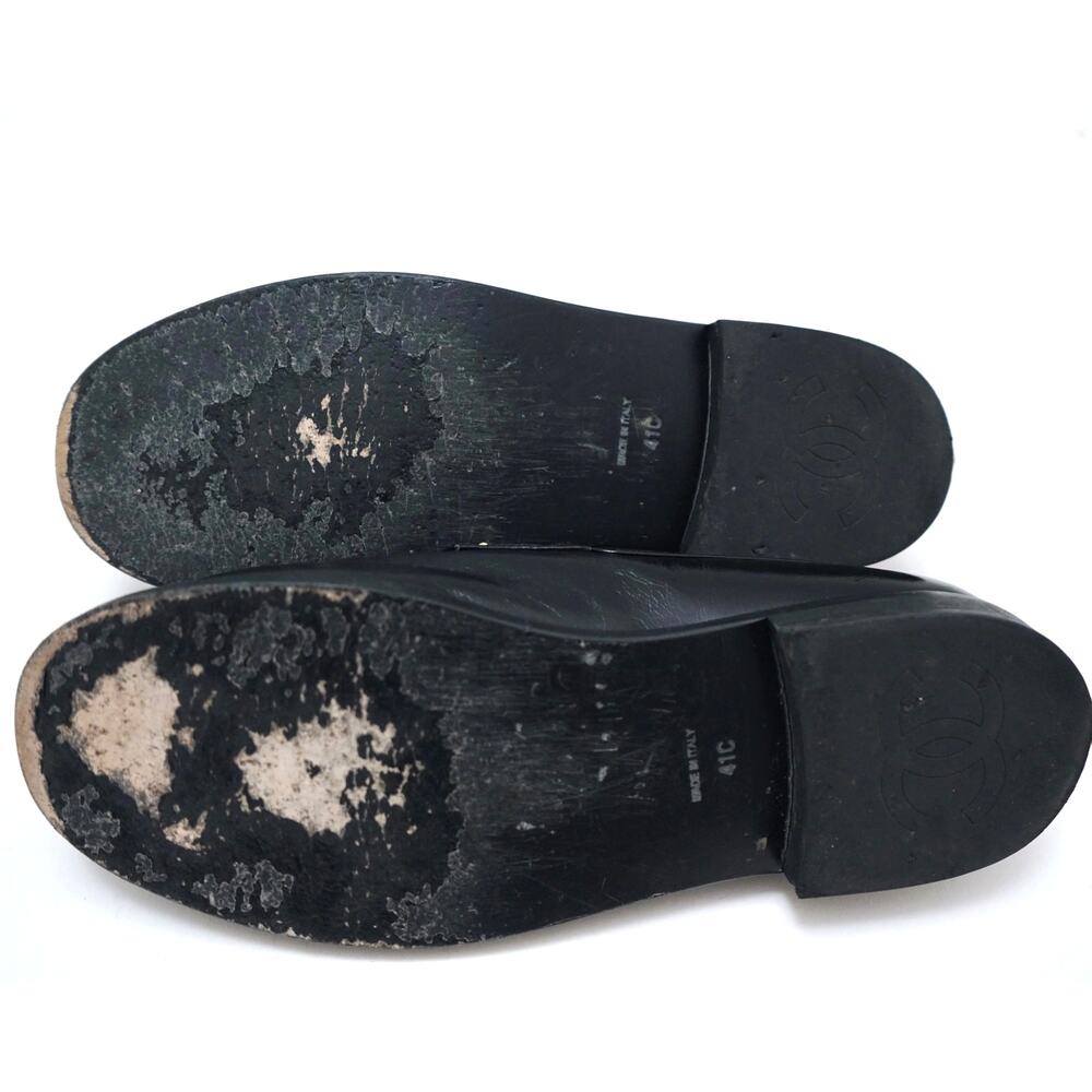 Chanel Penny Loafers Moccasins Charms Black Womens 41C - Picture 9 of 11
